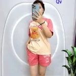 Đồ bộ quần đùi  áo tay ngắn in hình gấu