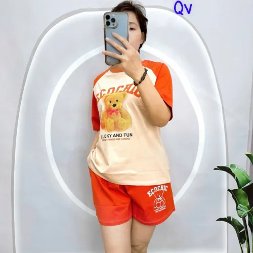 Đồ bộ quần đùi  áo tay ngắn in hình gấu