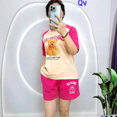 Đồ bộ quần đùi  áo tay ngắn in hình gấu