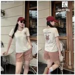 Đồ bộ quần đùi áo tay ngắn in hình gấu pooh trên áo quần