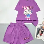 Đồ bộ quần đùi áo tay ngắn in hình labubu
