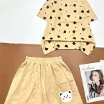 Đồ bộ quần đùi áo tay ngắn in hình nhiều chú gấu