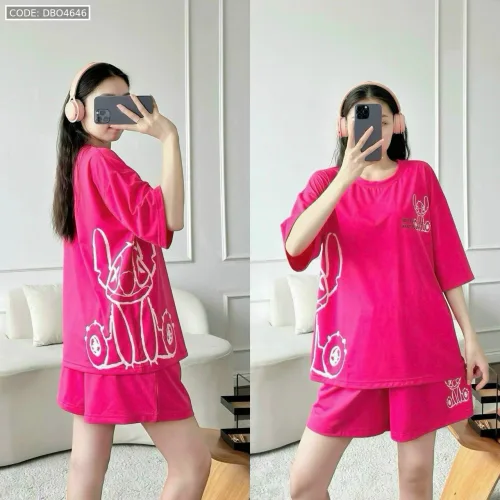 Đồ bộ quần đùi áo tay ngắn in hình thỏ bên hông lớn
