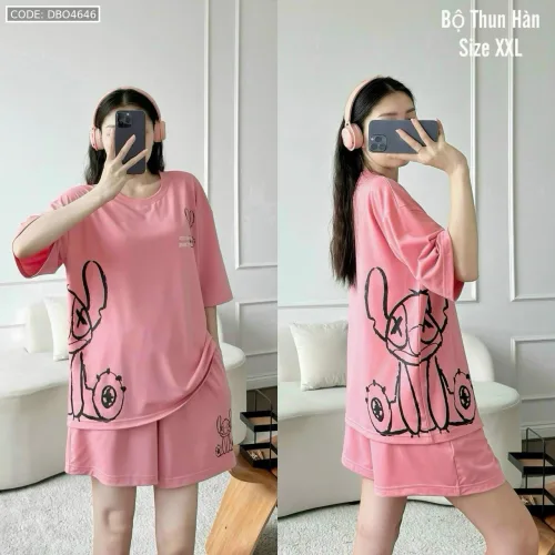 Đồ bộ quần đùi áo tay ngắn in hình thỏ bên hông lớn