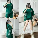 Đồ bộ quần đùi áo tay ngắn in hình thỏ bên hông lớn