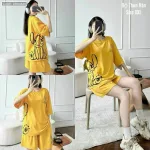 Đồ bộ quần đùi áo tay ngắn in hình thỏ bên hông lớn
