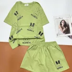 Đồ bộ quần đùi áo tay ngắn in hình thỏ chữ