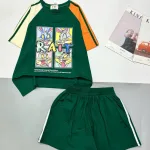 Đồ bộ quần đùi  áo tay ngắn in hình thỏ tay 2 màu