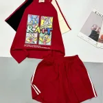 Đồ bộ quần đùi  áo tay ngắn in hình thỏ tay 2 màu