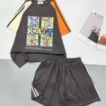 Đồ bộ quần đùi  áo tay ngắn in hình thỏ tay 2 màu