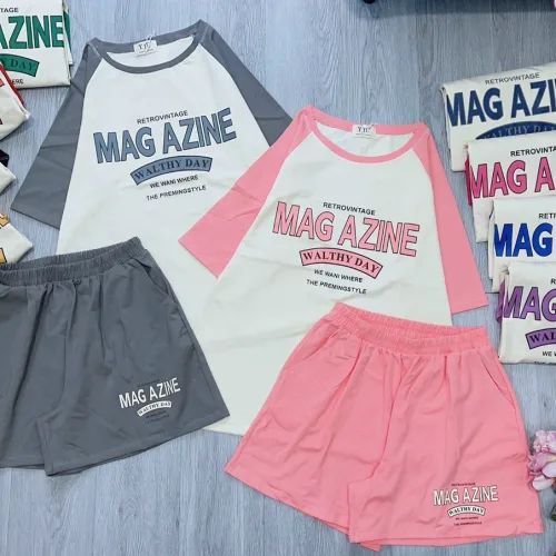 Đồ bộ quần đùi áo tay ngắn in MAG AZINE
