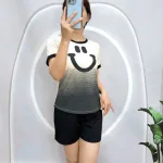 Đồ bộ quần đùi  áo tay ngắn in miệng cười