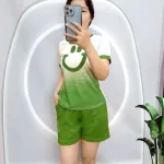 Đồ bộ quần đùi  áo tay ngắn in miệng cười