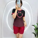 Đồ bộ quần đùi  áo tay ngắn in miệng cười