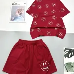 Đồ bộ quần đùi áo tay ngắn in nhiều hình mặt cười