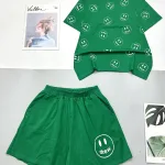 Đồ bộ quần đùi áo tay ngắn in nhiều hình mặt cười