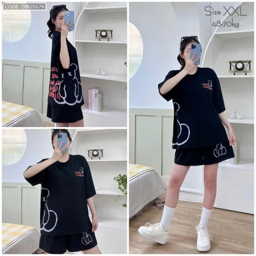 Đồ bộ quần đùi áo tay ngắn in quần