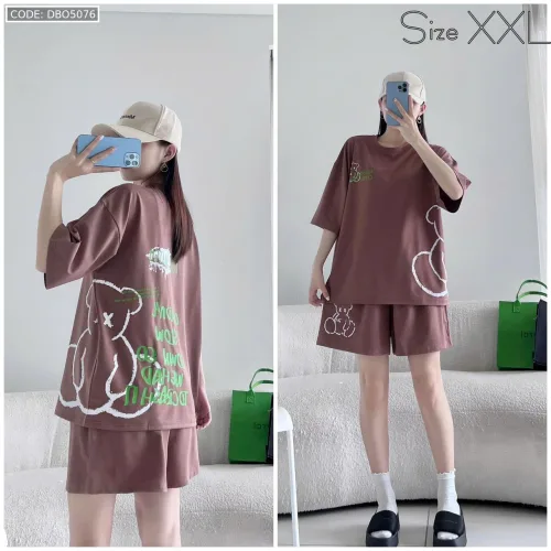 Đồ bộ quần đùi áo tay ngắn in quần