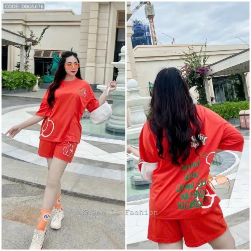 Đồ bộ quần đùi áo tay ngắn in quần