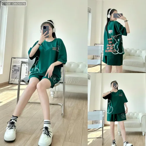 Đồ bộ quần đùi áo tay ngắn in quần