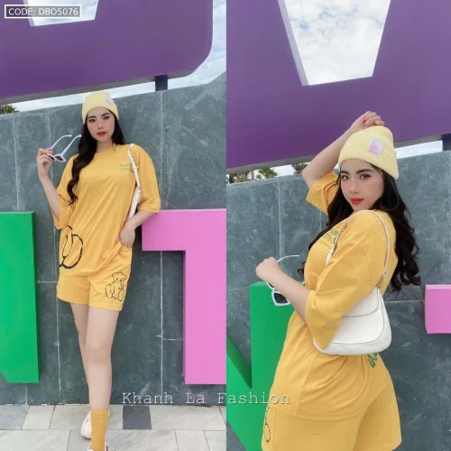 Đồ bộ quần đùi áo tay ngắn in quần