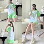Đồ bộ quần đùi áo tay ngắn in số 8 tay áo cùng màu quần