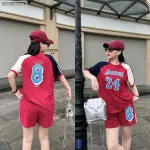 Đồ bộ quần đùi áo tay ngắn in số 8 và 24 tay 2 màu