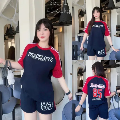Đồ bộ quần đùi  áo tay ngắn in số 85 thể thao