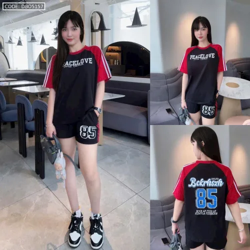 Đồ bộ quần đùi  áo tay ngắn in số 85 thể thao