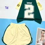 Đồ bộ quần đùi áo tay ngắn in số  quần có line in số 2 lớn