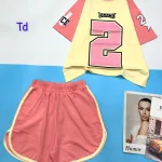 Đồ bộ quần đùi áo tay ngắn in số  quần có line in số 2 lớn