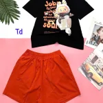 Đồ bộ quần đùi áo tay ngắn in thỏ đi xe máy