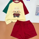 Đồ bộ quần đùi áo tay ngắn in thỏ đội nón