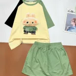 Đồ bộ quần đùi áo tay ngắn in thỏ đội nón