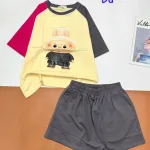 Đồ bộ quần đùi áo tay ngắn in thỏ đội nón