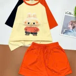 Đồ bộ quần đùi áo tay ngắn in thỏ đội nón