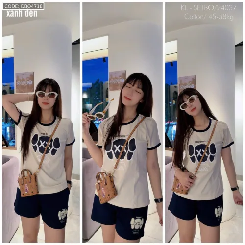 Đồ bộ quần đùi áo tay ngắn in XX