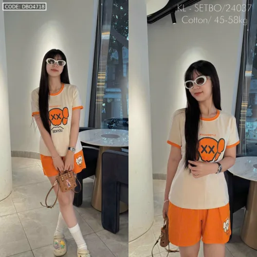 Đồ bộ quần đùi áo tay ngắn in XX