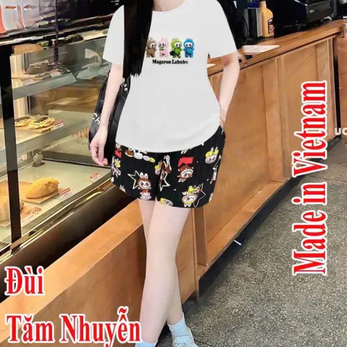 Đồ bộ quần đùi áo tay ngắn  tăm nhuyễn phối đũi sọc đại