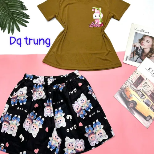 Đồ bộ quần đùi áo tay ngắn  tăm nhuyễn phối đũi sọc trung