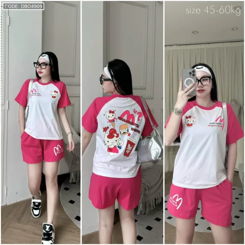 Đồ bộ quần đùi áo thun in chữ M