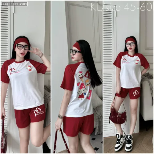 Đồ bộ quần đùi áo thun in chữ M