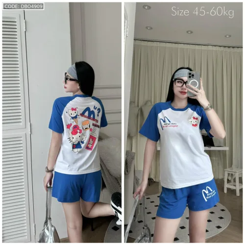 Đồ bộ quần đùi áo thun in chữ M