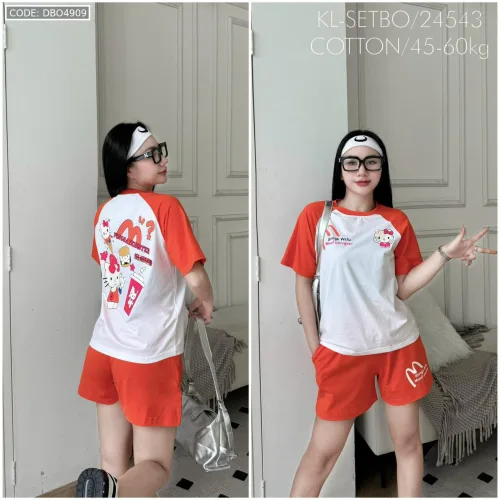 Đồ bộ quần đùi áo thun in chữ M