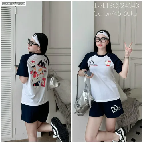 Đồ bộ quần đùi áo thun in chữ M
