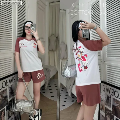 Đồ bộ quần đùi áo thun in chữ M