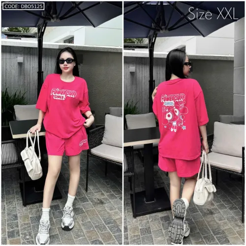 Đồ bộ quần đùi áo thun tay ngắn hình và chữ