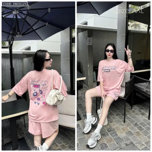 Đồ bộ quần đùi áo thun tay ngắn hình và chữ