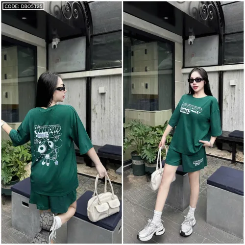 Đồ bộ quần đùi áo thun tay ngắn hình và chữ