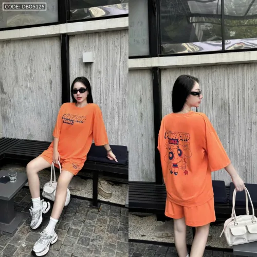 Đồ bộ quần đùi áo thun tay ngắn hình và chữ